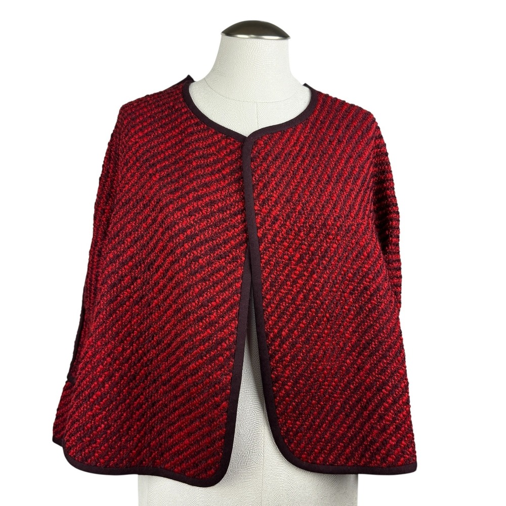 Akris Punto Women's Cape Jacket Wool Blend Textured Red Burgundy US‎ 6 IT 42